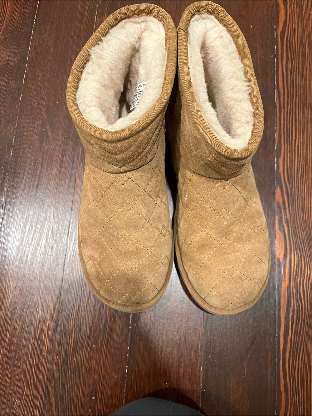 UGG Quilted Suede Short Booties in Chestnut
